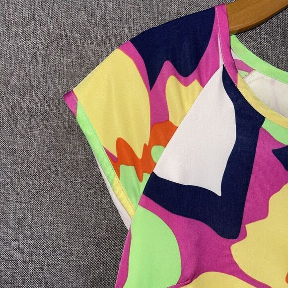 Laundry by Shelli Segal Womens Cap Sleeve Shift Dress Size 8 Floral Hawaii Happy - Picture 3 of 11